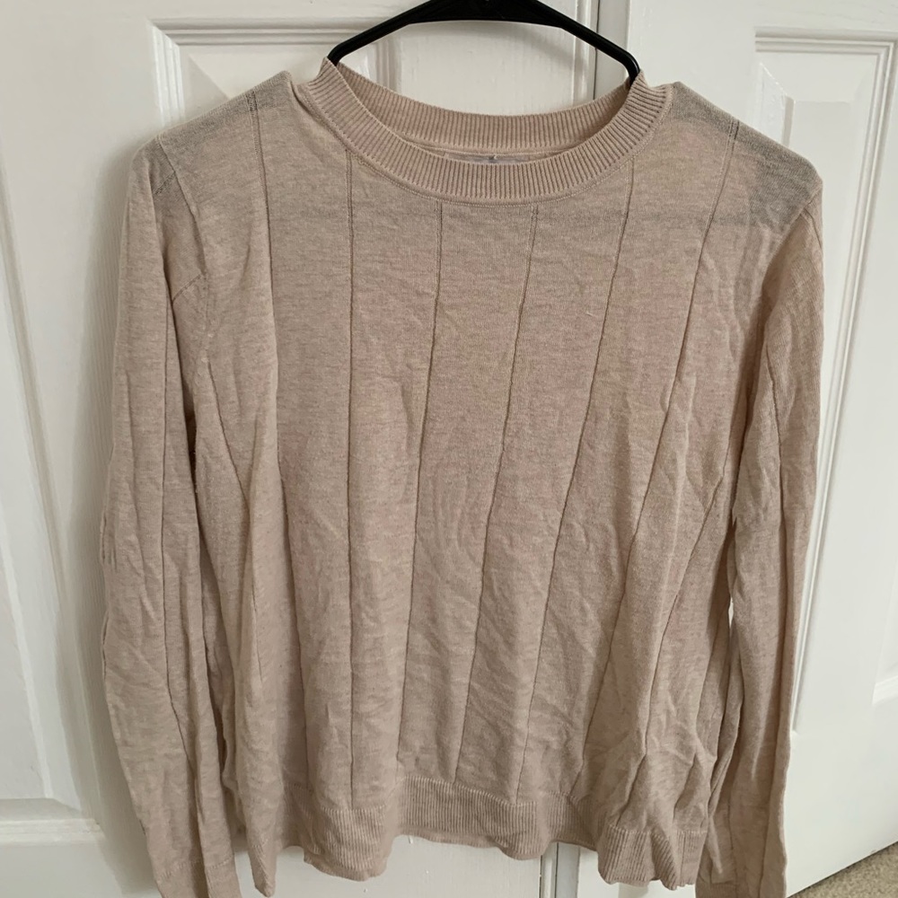 Mango basics ribbed beige cream sweater knit shirt size small S